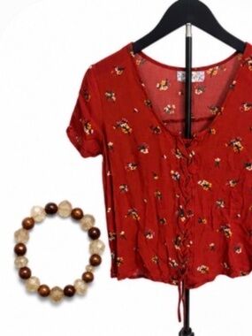 Pink Republic Floral Tie-Front Blouse – Size Small